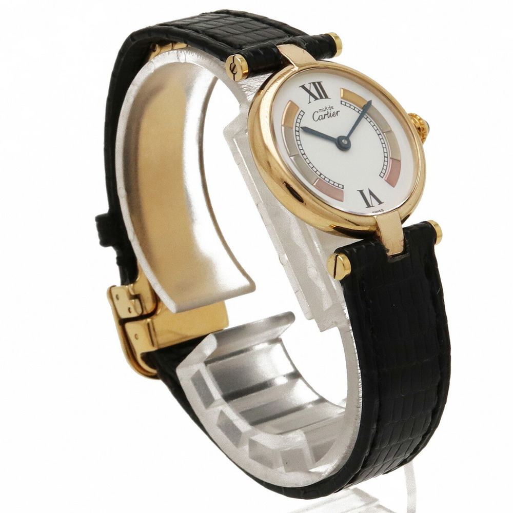 Cartier Must VLC Vermeil SV925 GP White Dial Three Color Women's Quartz Wrist... - Picture 3 of 8